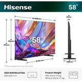 Hisense 58E7S 58" 4K Ultra HD TV QLED Noir, 147,3 cm (58"), 3840 x 2160 pixels, DLED, Smart TV, Wifi, Noir