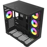 Krux Tano boîtier midi tower Noir | 2x USB-A | 1x USB-C | RGB | Verre Trempé