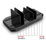Lindy Station de Charge USB 10 ports, 120W Noir, 2x USB-C, 8x USB-A, 120W, Intérieure, Secteur, 5 V, 0,9 m, Noir
