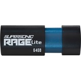 Patriot Supersonic Rage Lite lecteur USB flash 64 Go USB Type-A 3.2 Gen 1 (3.1 Gen 1) Noir, Bleu, Clé USB Noir/Bleu, 64 Go, USB Type-A, 3.2 Gen 1 (3.1 Gen 1), 180 Mo/s, Slide, Noir, Bleu