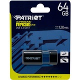 Patriot Supersonic Rage Lite lecteur USB flash 64 Go USB Type-A 3.2 Gen 1 (3.1 Gen 1) Noir, Bleu, Clé USB Noir/Bleu, 64 Go, USB Type-A, 3.2 Gen 1 (3.1 Gen 1), 180 Mo/s, Slide, Noir, Bleu