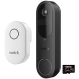 Reolink D340B système vidéophone 4 MP Noir, Sonnette de porte 4 MP, 2048 x 2048 pixels, CMOS, 25,4 / 3,11 mm (1 / 3.11"), 15 ips, 180°