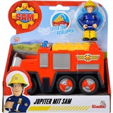Simba Sam le pompier Jupiter avec figurine Sam, Jeu véhicule Rouge/Jaune