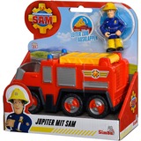 Simba Sam le pompier Jupiter avec figurine Sam, Jeu véhicule Rouge/Jaune