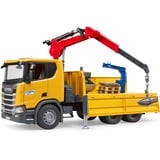 bruder Camion de chantier Scania Super 560R avec grue et 2 palettes, Modèle réduit de voiture 03551