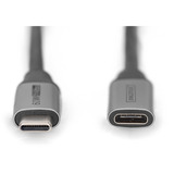 Digitus Câble de rallonge USB 3.2 Gen 1, connecteur USB-C > prise USB-C, Câble d'extension Noir/Argent