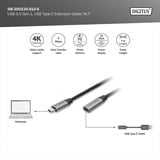 Digitus Câble de rallonge USB 3.2 Gen 1, connecteur USB-C > prise USB-C, Câble d'extension Noir/Argent