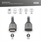 Digitus Câble de rallonge USB 3.2 Gen 1, connecteur USB-C > prise USB-C, Câble d'extension Noir/Argent