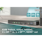 Digitus Commutateur KVM DisplayPort 4 ports, Switch KVM 