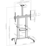 HAGOR BrackIT Stand HD XXL 3,05 m (120") Noir, Système de support Noir, 140 kg, 165,1 cm (65"), 3,05 m (120"), 1000 x 600 mm, 1250 - 1600 mm, -5 - 10°