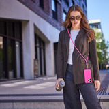 Intenso Lanière pour téléphone portable et câble de charge/données Néon rose