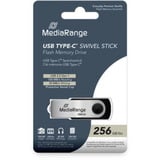 MediaRange USB Type-C 256 GB, Clé USB Noir/Argent