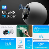 SwitchBot Outdoor Spotlight Cam 2K, Caméra de surveillance Blanc