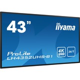 iiyama ProLite LH4352UHS-B1, Affichage public Noir, Panneau plat de signalisation numérique, 108 cm (42.5"), IPS, 3840 x 2160 pixels, 24/7
