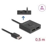 DeLOCK Commutateur DisplayPort 2 > 1 bidirectionnel 8K, Switch de DisplayPort Noir