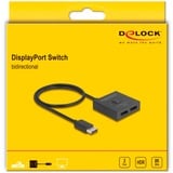 DeLOCK Commutateur DisplayPort 2 > 1 bidirectionnel 8K, Switch de DisplayPort Noir