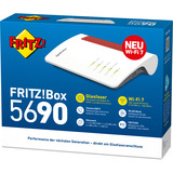 FRITZ! Box 5690 Routeurs sans fil, Routeur fibre optique Box 5690, Wi-Fi 7 (802.11be), Bi-bande (2,4 GHz / 5 GHz), Ethernet/LAN, Rouge, Blanc, Routeur