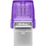 Kingston DataTraveler microDuo 3C 64 Go, Clé USB Violet/transparent, USB-A + USB-C