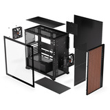 Krux Palum boîtier midi tower Noir/bois | 2x USB-A | 1x USB-C | Verre Trempé