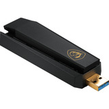 MSI AXE5400 carte et adaptateur d'interfaces USB 2.0, Adaptateur WLAN USB Type-A, USB 2.0, Mâle, Noir, Windows 10, Windows 11, 102 mm