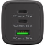 goobay 65W GaN USB-C PD Multiport Quick Charger Nano Noir, 2x USB-C, 1x USB-A