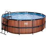 Exit Toys Piscine Wood ø427x122cm avec pompe filtrante à sable - marron Marron, 14758 L, Piscine hors sol, Enfants et adultes, 7 personne(s), Echelle, Résiste aux intempéries