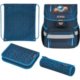 Herlitz Loop Plus Space Car Ensemble de cartables Garçon Polyester Multicolore bleu, Plumier, Étui pour crayons, Cartable, Sac de sport, Garçon, Collège, Sac à dos, 16 L, Poche frontale, Poche latérale