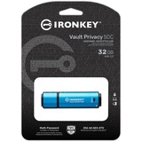 Kingston IronKey Vault Privacy 50 32 Go, Clé USB Bleu clair/Noir