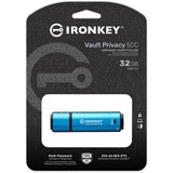 Kingston IronKey Vault Privacy 50 32 Go, Clé USB Bleu clair/Noir