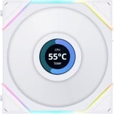 Lian Li UNI FAN TL120 LCD ventilateur de boîtier RGB  Blanc, 124 x 120 x 28 mm, Reverse Blade, 124 mm