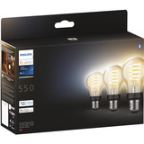 Philips Hue White Ambiance Lampe à Filament E27 A60 Pack de Trois 550, Lampe à LED 