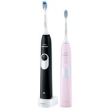 Philips Sonicare 2 Series gum health Brosse à dents électrique, 1 mode, 2 manches, Brosse a dents electrique Noir/Rose, 1 mode, 2 manches, Adulte, Brosse à dents à ultrasons, Soin quotidien, Soins des gencives, 31000 mouvements par minute, Noir, Rose, 2 min, 30 sec