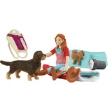 Schleich HORSE CLUB Mini Monde – Hannah dort à la belle étoile, Jeu de construction Animal, 4 an(s), Multicolore