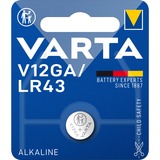 Varta -V12GA Piles domestiques, Batterie Batterie à usage unique, LR43, Alcaline, 1,5 V, 80 mAh, Métallique