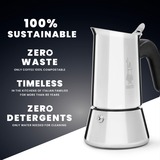 Bialetti Venus 0,23 L Noir, Acier inoxydable, Machine à expresso Argent, 0,23 L, Noir, Acier inoxydable, 4 tasses, Acier inoxydable, Venus Induction, CE