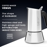 Bialetti Venus 0,23 L Noir, Acier inoxydable, Machine à expresso Argent, 0,23 L, Noir, Acier inoxydable, 4 tasses, Acier inoxydable, Venus Induction, CE