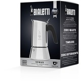 Bialetti Venus 0,23 L Noir, Acier inoxydable, Machine à expresso Argent, 0,23 L, Noir, Acier inoxydable, 4 tasses, Acier inoxydable, Venus Induction, CE