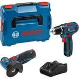 Bosch Set professionnel 12V GSR 12V-15, GWS 12V-76 Combo Kit, Set d'outils Bleu