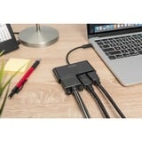 Digitus Adaptateur multi-ports USB Type-C™ à 3 ports (HDMI, DP, VGA) Noir, DP, VGA), USB 3.2 Gen 1 (3.1 Gen 1) Type-C, DisplayPort, HDMI, VGA, 0,11 m, Chine, USB, 84 mm