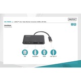 Digitus Adaptateur multi-ports USB Type-C™ à 3 ports (HDMI, DP, VGA) Noir, DP, VGA), USB 3.2 Gen 1 (3.1 Gen 1) Type-C, DisplayPort, HDMI, VGA, 0,11 m, Chine, USB, 84 mm