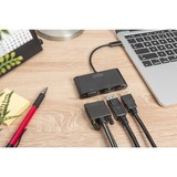 Digitus Adaptateur multi-ports USB Type-C™ à 3 ports (HDMI, DP, VGA) Noir, DP, VGA), USB 3.2 Gen 1 (3.1 Gen 1) Type-C, DisplayPort, HDMI, VGA, 0,11 m, Chine, USB, 84 mm