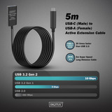 Digitus Câble de rallonge actif USB 3.2 Gen 2, connecteur USB-C > prise USB-A, Câble d'extension Noir