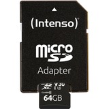 Intenso 3433490 mémoire flash 64 Go MicroSDXC UHS-I Classe 10, Carte mémoire 64 Go, MicroSDXC, Classe 10, UHS-I, 100 Mo/s, 45 Mo/s