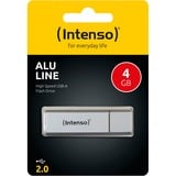 Intenso Alu Line lecteur USB flash 4 Go USB Type-A 2.0 Argent, Clé USB Argent, 4 Go, USB Type-A, 2.0, 28 Mo/s, Casquette, Argent