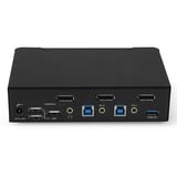 Lindy 39312 commutateur écran, clavier et souris Noir, Switch KVM Noir, 7680 x 4320 pixels, 4K Ultra HD, Noir