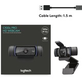 Logitech C920s webcam Noir, 1920 x 1080 pixels, Full HD, 30 ips, 720p, 1080p, Couvercle de confidentialité, 78°