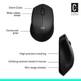 Logitech M330 Silent Plus, Souris Noir, Droitier, Mécanique, RF sans fil, 1000 DPI, Noir