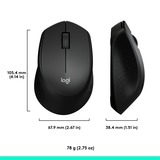 Logitech M330 Silent Plus, Souris Noir, Droitier, Mécanique, RF sans fil, 1000 DPI, Noir