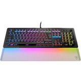 Turtle Beach Vulcan II Max - Clavier gaming PC optique et mécanique, touches rétro-éclairées RGB personnalisables et repose-poignet, Smart Keys, interrupteurs Titan II linéaires et fluides, plaque en aluminium, durabilité 200 millions de frappes - Noir Noir/transparent, Layout DE, TITAN II Optical Red