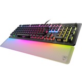 Turtle Beach Vulcan II Max - Clavier gaming PC optique et mécanique, touches rétro-éclairées RGB personnalisables et repose-poignet, Smart Keys, interrupteurs Titan II linéaires et fluides, plaque en aluminium, durabilité 200 millions de frappes - Noir Noir/transparent, Layout DE, TITAN II Optical Red
